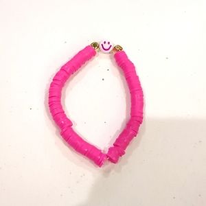 Hot pink preppy clay bead bracelet